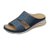 Sliders Women Women's Artistic Double Layer Hollow Out Platform Sandals Breathable Cushioned Outdoor Beach Vacation Fashion Item Womens Sliders (Blue, 6)