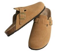 Sliders Women Women's Fur Lined Clogs Fuzzy Cork Footbed Mules Slip On Winter Fuzzy Cork Slippers Short Plush House Potato Shoes(Brown,38)