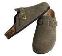 Sliders Women Women's Fur Lined Clogs Fuzzy Cork Footbed Mules Slip On Winter Fuzzy Cork Slippers Short Plush House Potato Shoes(Green,38)