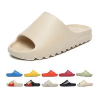 Slides Slippers for Women and Men Non-Slip Quick Dry Shower Slippers Ultra-Soft Thick Sole House Pillow Slides for Indoor & Outdoor (Beige,7 UK)
