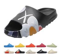 Slides Slippers for Women and Men Non-Slip Quick Dry Shower Slippers Ultra-Soft Thick Sole House Pillow Slides for Indoor & Outdoor (Sesame black,5 UK)