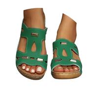 Slides Women Ladies Sandals Womens Gladiator for Black Hessian Wedge Memory Foam Slingback Mid Heels Fashion Espadrille Ankle Strap Summer Shoes Sliders Wide Fit Plimsolls Sandles Green Size 6.5