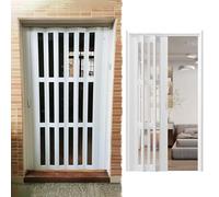 Sliding Accordion Doors 80in & 96in White Aluminum Folding Room Dividers with Window Magnetic Multi fold Doors with Handle Elegant Interior Doorway Solutions (47x96in)