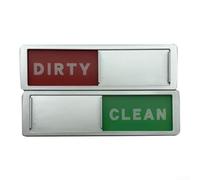 Sliding Acrylic Magnetic Dishwasher Sign with Silver Look Design to Visually Indicate Dish Load Status on Any Magnetic Appliance (F)
