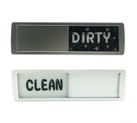 Sliding Acrylic Magnetic Dishwasher Sign with Silver Look Design to Visually Indicate Dish Load Status on Any Magnetic Appliance (D)