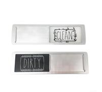 Sliding Acrylic Magnetic Dishwasher Sign with Silver Look Design to Visually Indicate Dish Load Status on Any Magnetic Appliance (C)