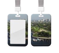 Sliding Badge Holder with Lanyard Plastic ID Card Protector Name Tag Plastic Card Case with Clear Window ID Credit Cards Golf Yacht Club Badge Holder for Nurse Doctor Office Supplies