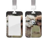 Sliding Badge Holder with Lanyard Plastic ID Card Protector Name Tag Plastic Card Case with Clear Window ID Credit Cards Funny Alpaca Badge Holder for Nurse Doctor Office Supplies