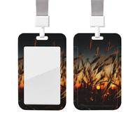 Sliding Badge Holder with Lanyard Plastic ID Card Protector Name Tag Plastic Card Case with Clear Window ID Credit Cards Night Brown Wheat Badge Holder for Nurse Doctor Office Supplies
