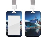 Sliding Badge Holder with Lanyard Plastic ID Card Protector Name Tag Plastic Card Case with Clear Window ID Credit Cards Ocean Ferry Boat Badge Holder for Nurse Doctor Office Supplies