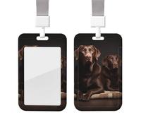 Sliding Badge Holder with Lanyard Plastic ID Card Protector Name Tag Plastic Card Case with Clear Window ID Credit Cards Brown Labrador Retriever Badge Holder for Nurse Doctor Office Supplies