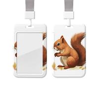 Sliding Badge Holder with Lanyard Plastic ID Card Protector Name Tag Plastic Card Case with Clear Window ID Credit Cards Lively Squirrel Badge Holder for Nurse Doctor Office Supplies