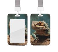 Sliding Badge Holder with Lanyard Plastic ID Card Protector Name Tag Plastic Card Case with Clear Window ID Credit Cards Lizards Badge Holder for Nurse Doctor Office Supplies
