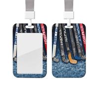 Sliding Badge Holder with Lanyard Plastic ID Card Protector Name Tag Plastic Card Case with Clear Window ID Credit Cards Ice Hockey Sticks Badge Holder for Nurse Doctor Office Supplies
