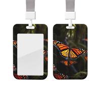 Sliding Badge Holder with Lanyard Plastic ID Card Protector Name Tag Plastic Card Case with Clear Window ID Credit Cards Monarch Butterflies1 Badge Holder for Nurse Doctor Office Supplies