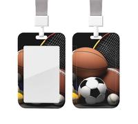 Sliding Badge Holder with Lanyard Plastic ID Card Protector Name Tag Plastic Card Case with Clear Window ID Credit Cards Sports Themed Badge Holder for Nurse Doctor Office Supplies