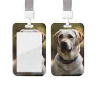 Sliding Badge Holder with Lanyard Plastic ID Card Protector Name Tag Plastic Card Case with Clear Window ID Credit Cards Labrador Badge Holder for Nurse Doctor Office Supplies