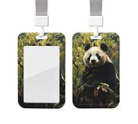 Sliding Badge Holder with Lanyard Plastic ID Card Protector Name Tag Plastic Card Case with Clear Window ID Credit Cards Panda Tree Badge Holder for Nurse Doctor Office Supplies