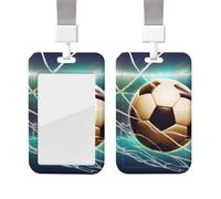 Sliding Badge Holder with Lanyard Plastic ID Card Protector Name Tag Plastic Card Case with Clear Window ID Credit Cards Goal Soccer Badge Holder for Nurse Doctor Office Supplies