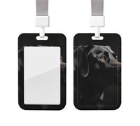 Sliding Badge Holder with Lanyard Plastic ID Card Protector Name Tag Plastic Card Case with Clear Window ID Credit Cards Black Labrador Badge Holder for Nurse Doctor Office Supplies