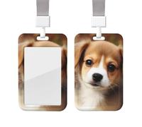 Sliding Badge Holder with Lanyard Plastic ID Card Protector Name Tag Plastic Card Case with Clear Window ID Credit Cards Cute Dog Badge Holder for Nurse Doctor Office Supplies