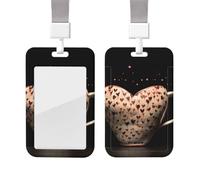 Sliding Badge Holder with Lanyard Plastic ID Card Protector Name Tag Plastic Card Case with Clear Window ID Credit Cards Heart Cup Badge Holder for Nurse Doctor Office Supplies