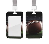 Sliding Badge Holder with Lanyard Vertical ID Card Holder Plastic Name Tag American Football Card Case Protector Pouch with Clear Window for Nurse Officer Teacher ID Credit Cards