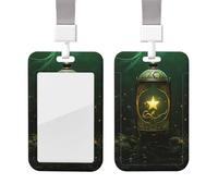 Sliding Badge Holder with Lanyard Vertical ID Card Holder Plastic Name Tag Shining Star Card Case Protector Pouch with Clear Window for Nurse Officer Teacher ID Credit Cards