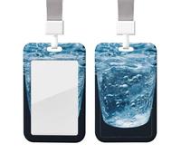 Sliding Badge Holder with Lanyard Vertical ID Card Holder Plastic Name Tag Water Card Case Protector Pouch with Clear Window for Nurse Officer Teacher ID Credit Cards