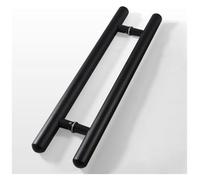 Sliding Barn Door Handle Wooden Push Pull Door Hardware for Inside Outside/Farmhouse Shed Door, Entry Double Grab Bar Puller with Fitting/Black/Length 100Cm(39Inch) (Black Length 80Cm(31.5Inch))