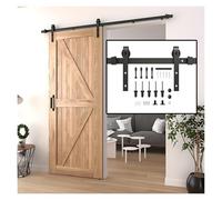 Sliding Barn Door Hardware Kit, 118 Inch Track for Single Door, Complete Mounting Set, Easy Installation, Durable Black Finish, Ideal for Home Decor
