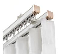 Sliding Barn Door Hardware Kit - 3.2FT Double Track Ceiling/Wall Mount for Room Divider & Window - White Metal Barn Rail for RV & Home Decor