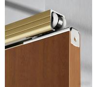 Sliding Barn Door Hardware Kit 4ft 5ft 6ft 8ft, Cuttable Pocket Door Track & Roller Systems, Single Door Rail for Bathroom Laundry Room Pantry(Champagne,6ft (1.8m))