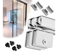 Sliding Barn Door Hardware Kit 89 Inch Silver Double s Rail System with Floor Guide & Stoppers for Closet & Interior Partit Easy Installat
