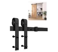 Sliding Barn Door Hardware Kit Black Heavy Duty, Complete Track & Roller for Interior Doors, Wardrobe, Kitchen, Bathroom(10.50ft/320cm)