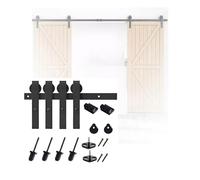 Sliding Barn Door Hardware Kit, Carbon Steel Mounting System for Double Doors, 72.1 inch Track, Complete Set for Easy Installation and Smooth Operation