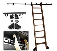 Sliding Barn Door Hardware Kit | Library Rolling Ladder Track Hardware | Round Tube Carbon Steel Slide | Sliding Track Roller System Rail Heavy Duty (16ft/500cm Track kit)