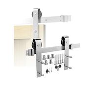 Sliding Barn Door Hardware Kit Stainless Steel Single Door Sliding Barn Hardware Kit Silver Multiple Track Lengths(59" Track (Single Door))