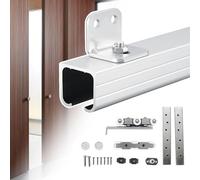 Sliding Barn Door Hardware Kit Wall-Mounted Track System Single Rail Sliding Guide for Interior/Exterior Wooden Doors Easy Installat Steel Conents