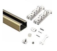 Sliding Barn Door Hardware Kit with Quiet Rollers and Elastic Stopper for Easy Installation