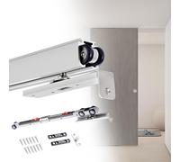 Sliding Barn Door Hardware Kit with Soft Close Mechanism Durable Aluminum Rail System Easy Installation for Home Farmhouse Modern Decor Complete Accessories