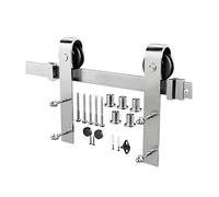 Sliding Barn Door Hardware Kit with Stainless Steel Rails and Pulley System for Closet, Bathroom, and Garage Door Installation
