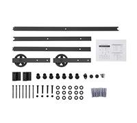 Sliding Barn Door Hardware Roller Track Rail Kit Set 100% Heavy Duty Carbon Steel POM Construction Smooth Quiet Movement for Closet Cabinet Barn Doors Black 8FT