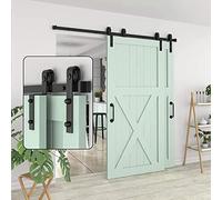 Sliding Barn Door Hardware Track Accessories - Sliding Ladder Door Hardware Kit, Single Track Double Wooden Doors, Bookcase Sliding Ladder Rails, Slide Smoothly Quietly(400cm(13.1 ft) track kit)