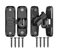 Sliding Barn Door Lock, 90/180 Degree Heavy Duty Flip Gate Latches,Thickened Anti-Rust Hasp Latch for Barn Doors,Garden, Bathroom, Outdoor, Garage, Window (Black,2 Pack)