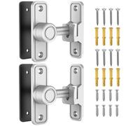 Sliding Barn Door Lock Hardware, 90 Degree Locks for Barn Doors, Flip Gate Latches for Barn, Garden, Bathroom, Outdoor, Garage, Window (2 Pack-Silver)