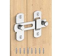Sliding Barn Door Lock, Stainless Steel Gate Latches Flip Latch Safety Door Bolt Latch Lock for Wine Cabinet, Bathroom, Outdoor, Garage, Garden, Closet Door (Silver, 1 Pack)
