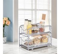 Sliding Basket Organizer 2-Tier, Silver / 1