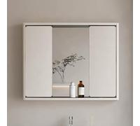 Sliding Bathroom Mirror Cabinet with Storage Aluminum Over-The-Toilet Medicine Cabinet Hidden Storage Modern Bathroom with Doors & Shelves