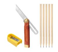 Sliding Bevel, Carpenters Tools, Bevel with Hardwood Handle Angle Measurement Tool Stainless Steel Blade Ruler For Craftsman Carpenter Architect Engineer Woodworking (with 5 pencils)
